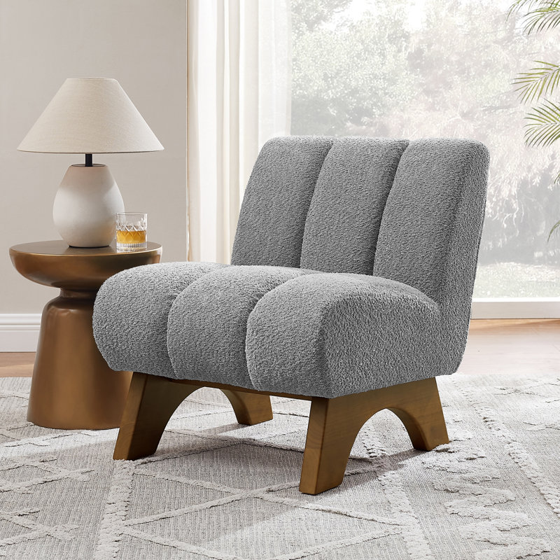 Brenetta Upholstered Accent Chair, Gray Sherpa