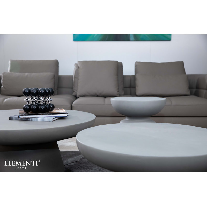 KYLIX Side Table Small Concrete Round End Table 35 x 35 x 47 cm, Grey/Brown/Blue