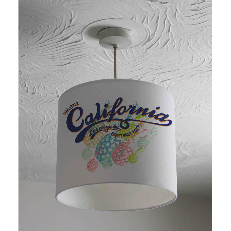 California Drum Cotton Pendant Shade ( Uno ), 22cm H x 25cm W x 25cm D