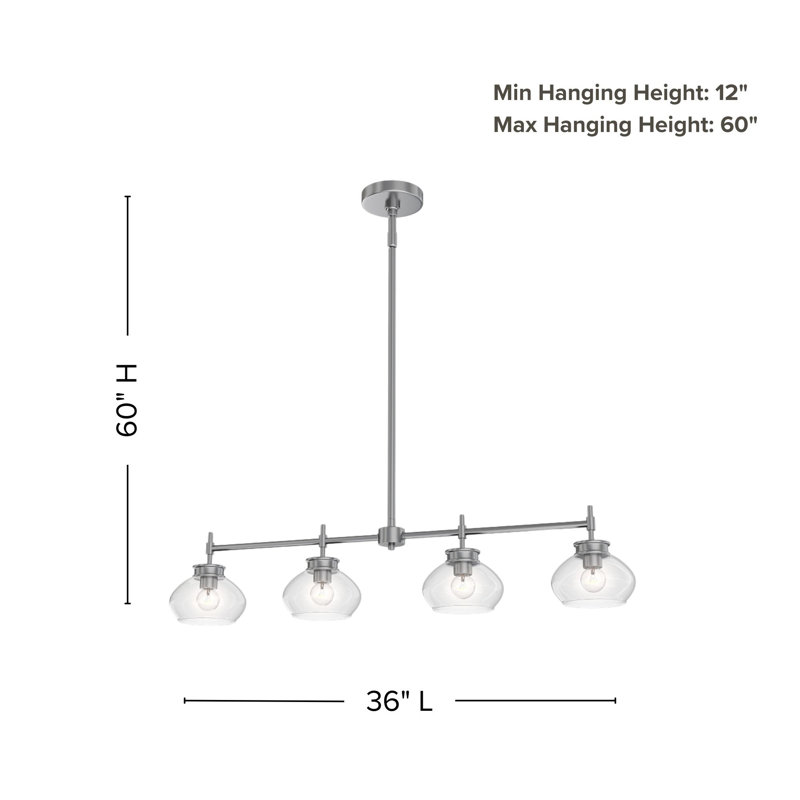 Kinsmon Plug & Play 6-Light Chandelier in Transitional and Modern Style-59.6 Inches Tall and 36 Inches Wide, Brushed Nickel