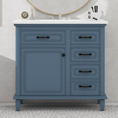 Meuble-lavabo 36 po avec lavabo en céramique lisse et tiroirs