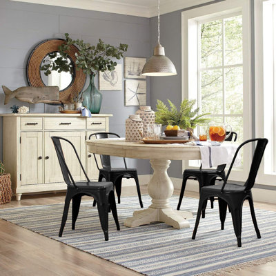 Metal Indoor-Outdoor Chairs Distressed Style Kitchen Dining Chairs Stackable Side Chairs With Back Set Of 4 by Williston Forge