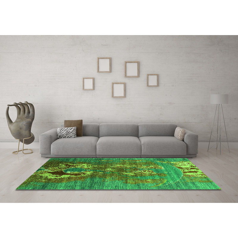Washable Oriental Indoor Rug, Square 4'