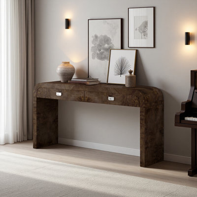 Table d'entrée moderne avec placage de bois de ronce, convient au vestibule, au couloir, au salon, au vestibule, au couloir