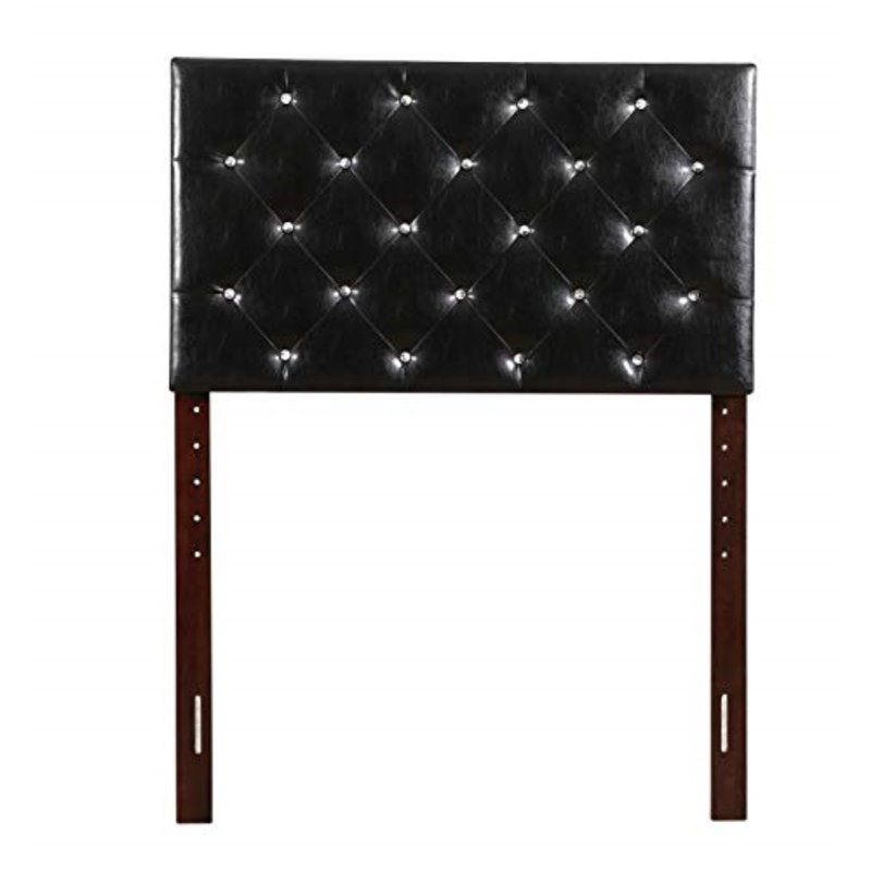 Upholstered Headboard, Twin, Leather Black