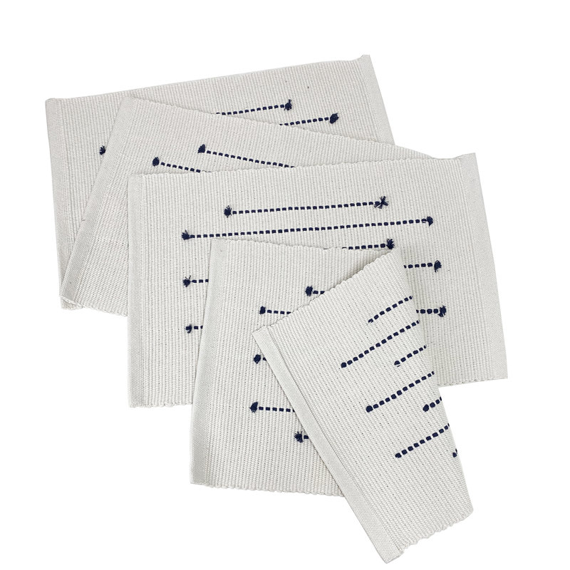 Anae Cotton Striped Rectangle Placemat, Black/White
