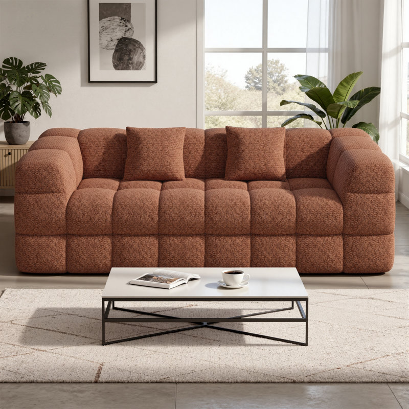 2 Seater Chenille Sofa, Orange