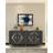 Modern Anthracite Console Table with Silver Accents, 100% Melamine Coated Particle Board, Thickness: 0.7 inches | Wall-Mountable Design, Multiple Shelves for Storage & Display-1646577582