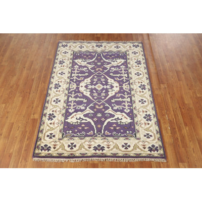 Purple Wool Oushak Indian Rug 4x6