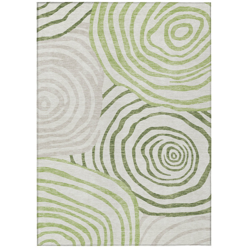 Tapis intérieur / extérieur lavable abstrait vert artichaut 9 pi x 12 pi HomeRoots