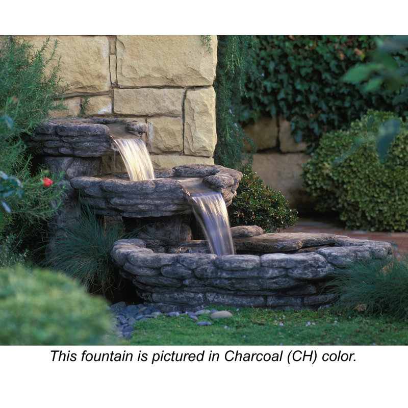 Handcrafted Outdoor Weather Resistant Rock Fountain, Charcoal 