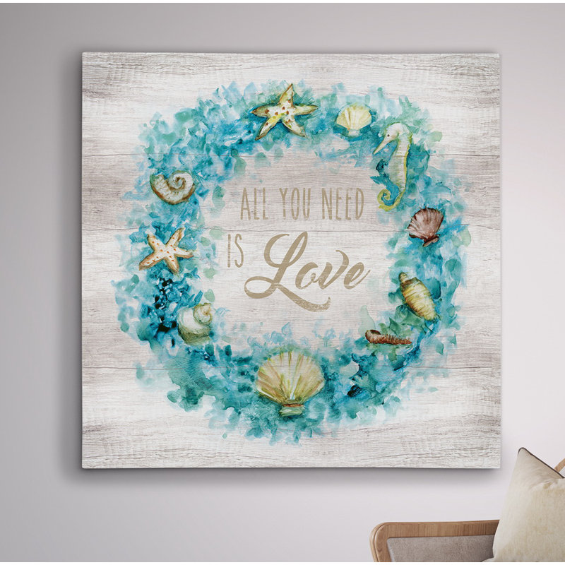 «Love Beach Wreath», reproduction d'impression, Toile tendue, H 16 po x l 16 po x P 1,5 po