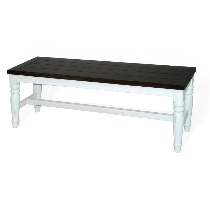 Banc Orso, blanc cassé, acajou brun foncé et bois de mindi, 52 po