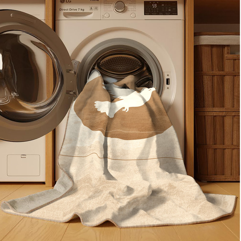 Tapis beige lavable à la machine Abaokoro, 7 x 9