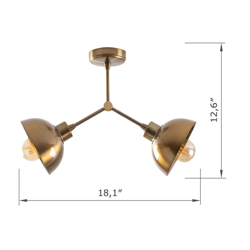 2 Lights Metal Body Semi Flush Mount