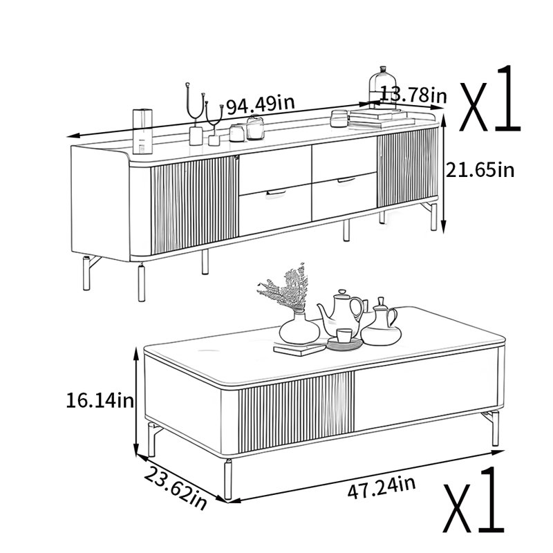 Modern light luxury style home TV cabinet, Black