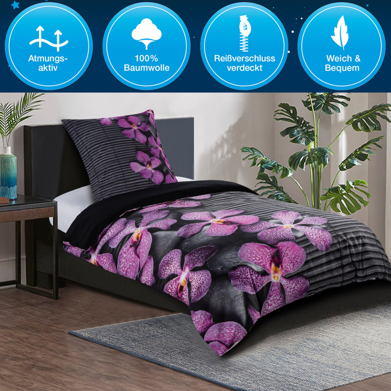 Cotton Floral Duvet Cover Set with Pillowcases Included