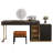 High Quality Makeup Vanity with Stool, Very Easy to Assemble, Glass top, with power outlet, extra-large storage space,Expandable Auxiliary Cabinet-499197366-518266438