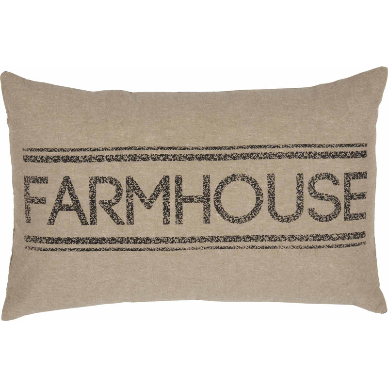 Sawyer Mill Beige Cotton Farmhouse Rectangular Pillow 14x22"