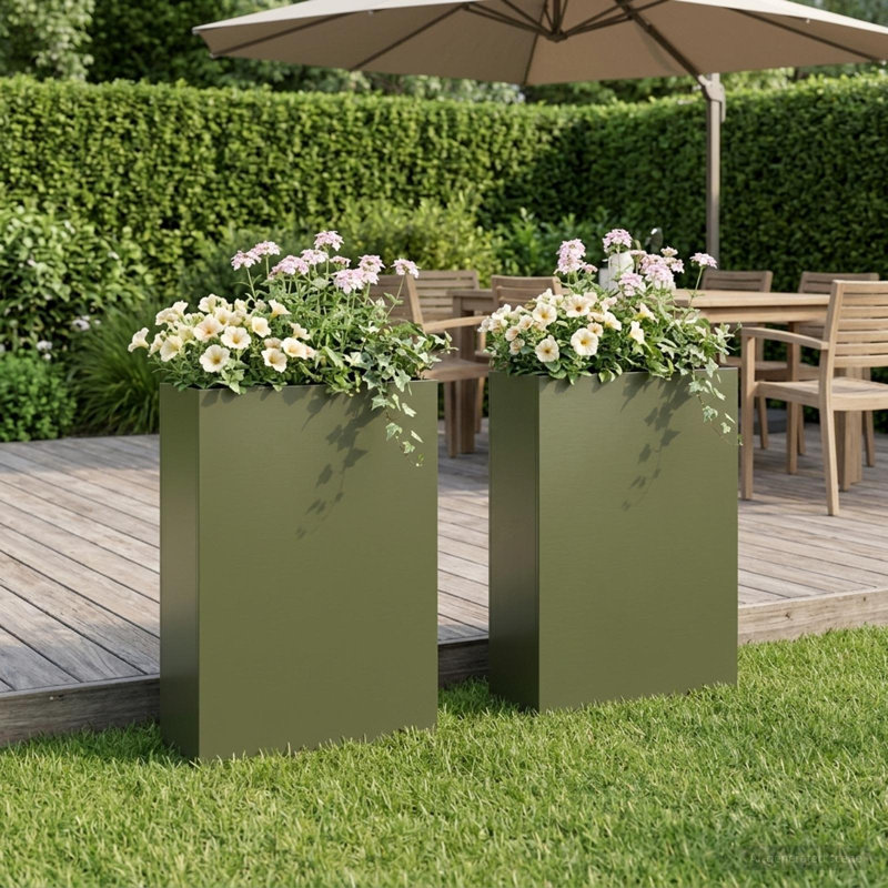 Raised Garden Bed, 75cm H x 50cm W x 20cm D, Olive Green, 2