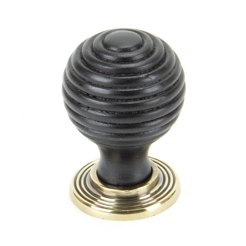 Beehive 35mm Diameter Round Knob, Ebony/Aged Brass