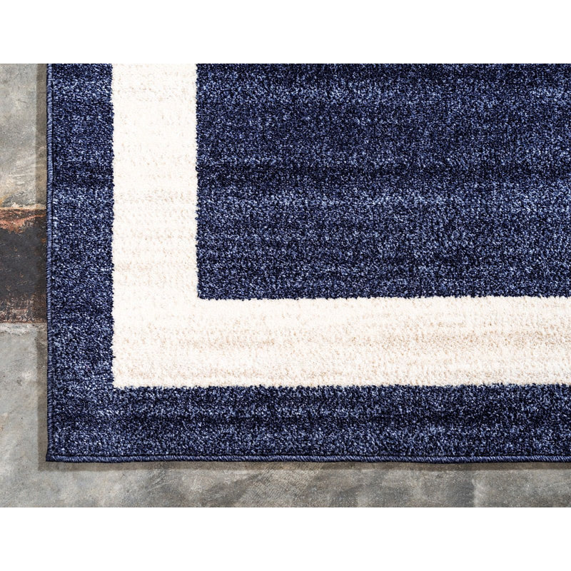 Tapis décoratif géométrique bleu dédemona, Rond 8 pi