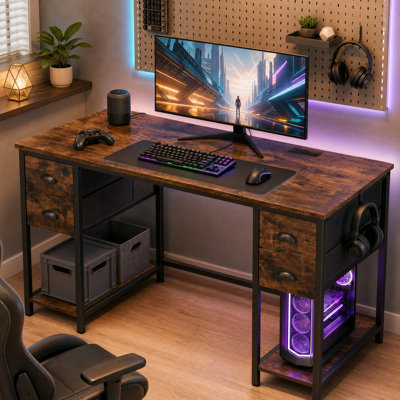 Bureau d'ordinateur de 122 cm avec prise électrique pour petits espaces