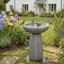 Bain d'oiseaux pour patio extérieur, bain d'oiseaux piédestal résistant aux intempéries 24,4 po | Ciment béton | Gris