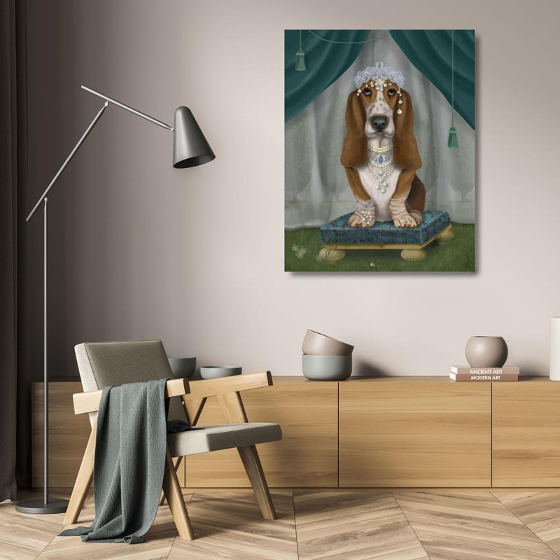 Art sur toile tendue Astoria Grand Fab Funky Gallery: Basset hound and Tiara