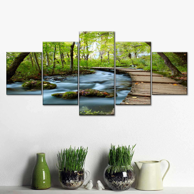 Ensemble de 5 pièces Boardwalk In The Forest sur toile, H 55 po x l 24 po x P 1,25 po