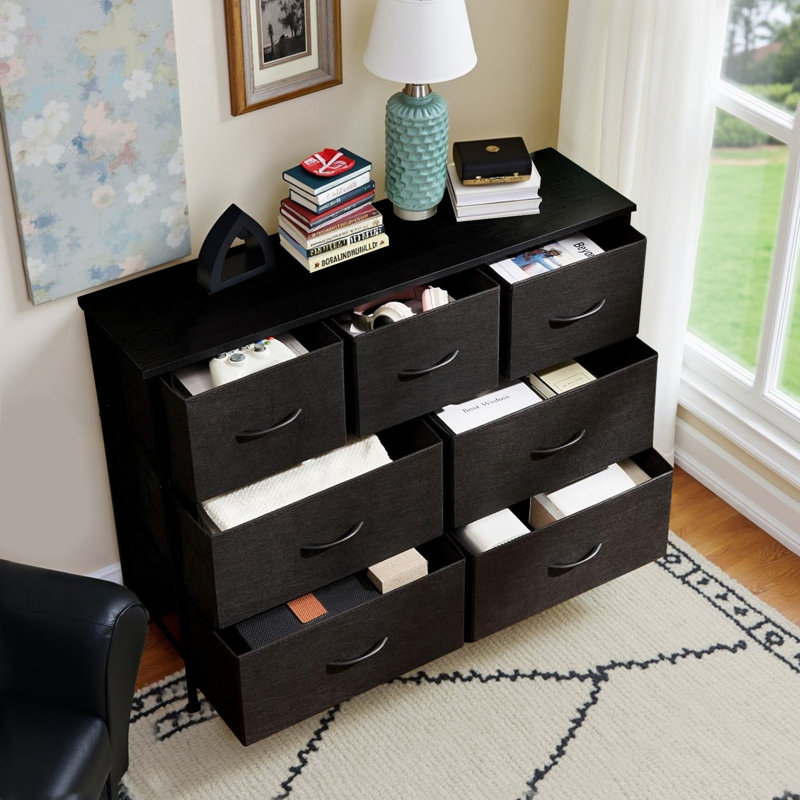 Dresser With 7 Drawers, Tall Dresser For Bedroom, Large Dresser Chest For Living Room, Black