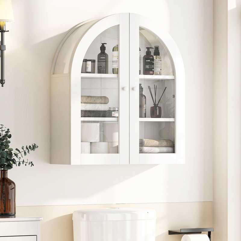 Armoire de salle de bain moderne à fixation murale avec tablettes réglables