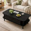 Table basse en bois cannelé de 110 cm avec porte coulissante et rangement-405564702