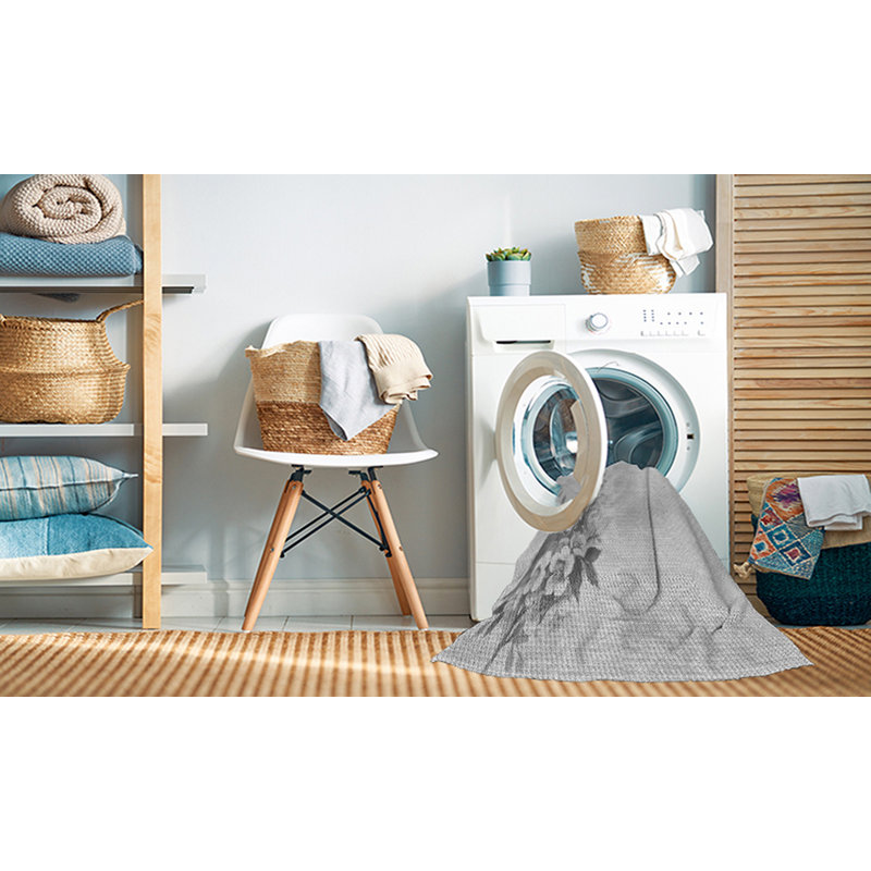 Tapis 100% à motifs lavables à la machine 2989 WSH-PAT529-GRY, Rectangle 5 pi x 8 pi