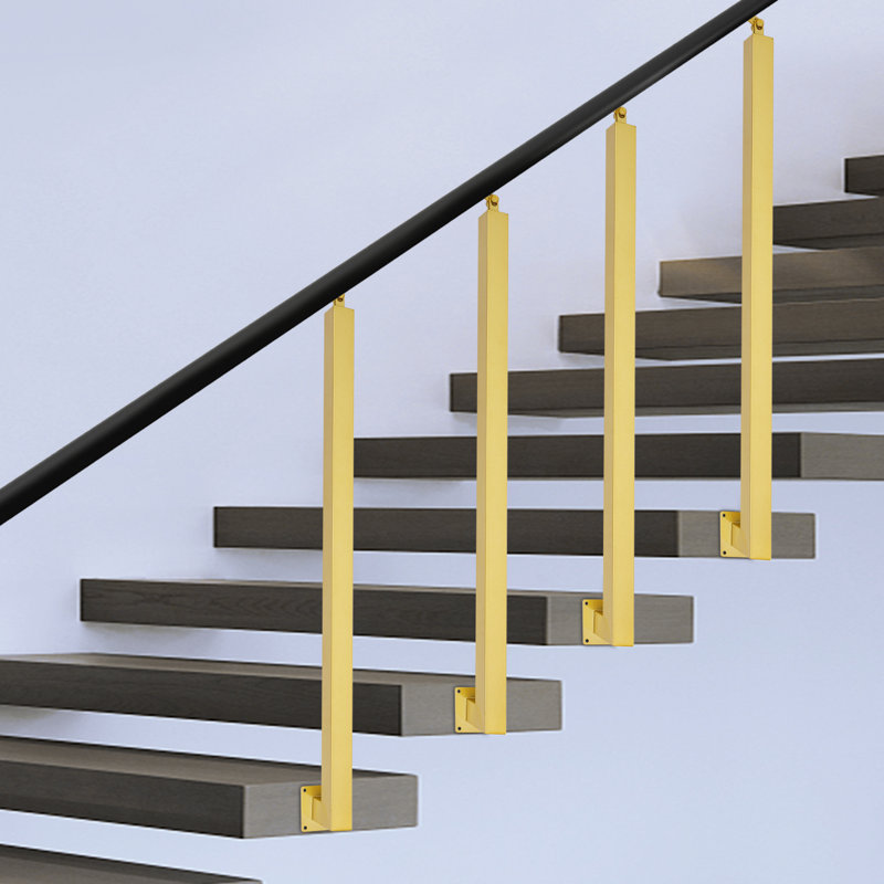 Poteaux d'escalier carrés (3,15 * 3,15 * 37,4 po), Doré