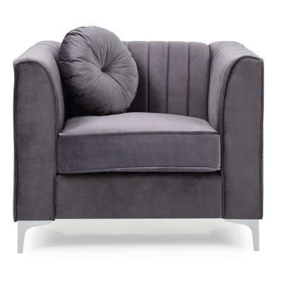 Contemporary Gray Sloped Arm Chair
