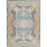 Hand-Knotted High-Quality Blue and Gold Area Rug