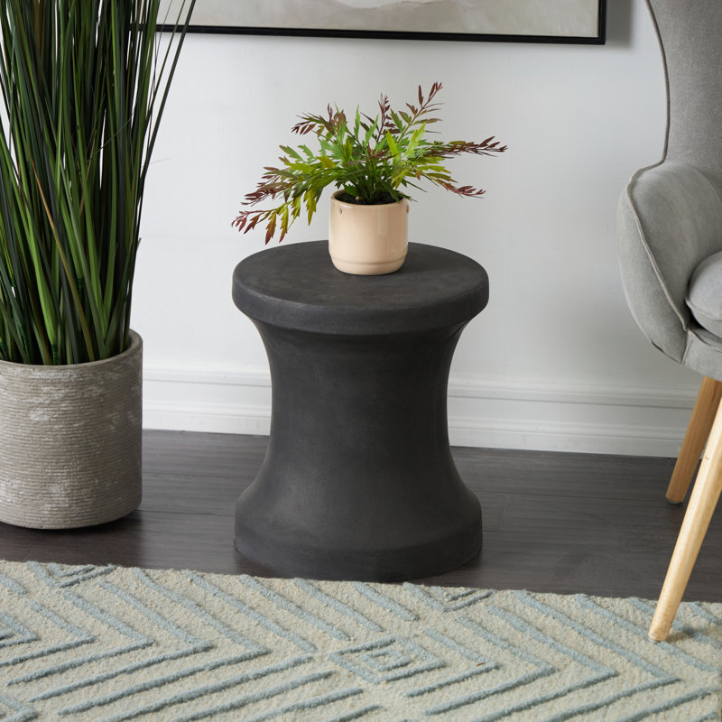 Hisle Ceramic Accent Stool, Dark Gray