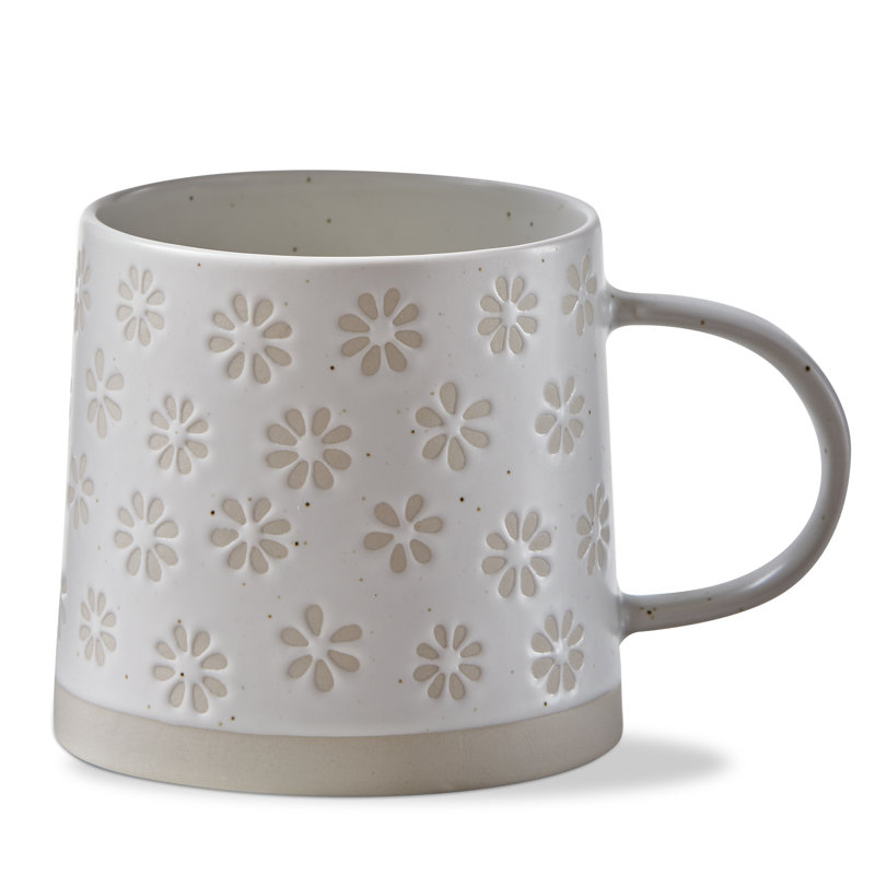 Fleur Mug White Ceramic Everyday 16 Oz