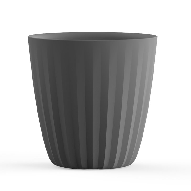 Crescent Garden Pleat Modern Round Pot Planter, Bark, 27" H x 23" W x 23" D