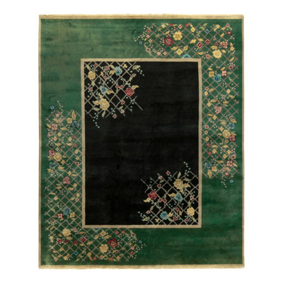Wool Area Rug in Green/Black/Yellow/Blue