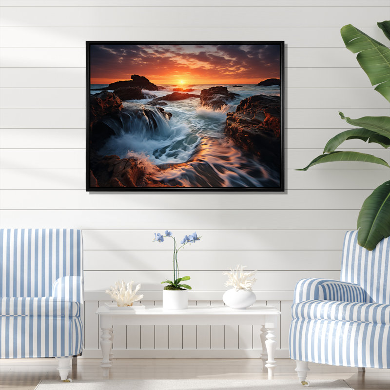 «Sunset Horizon V», reproduction sur toile, H 16 po x l 32 po x P 1 po, Cadre flottant noir