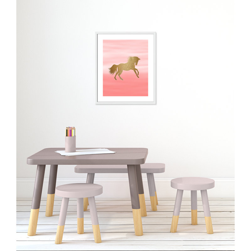 Art encadré ombré rose 1 ', H 24,5 po x l 20,5 po x P 1,18 po, Encadré de boîte blanc
