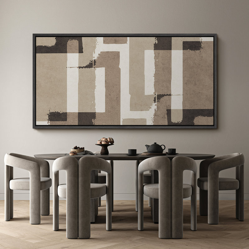 «Mid Century Shape Abstract Geometric Minimalist», reproduction sur toile, H 30 po x l 60 po, Noir, noir, noir, noir