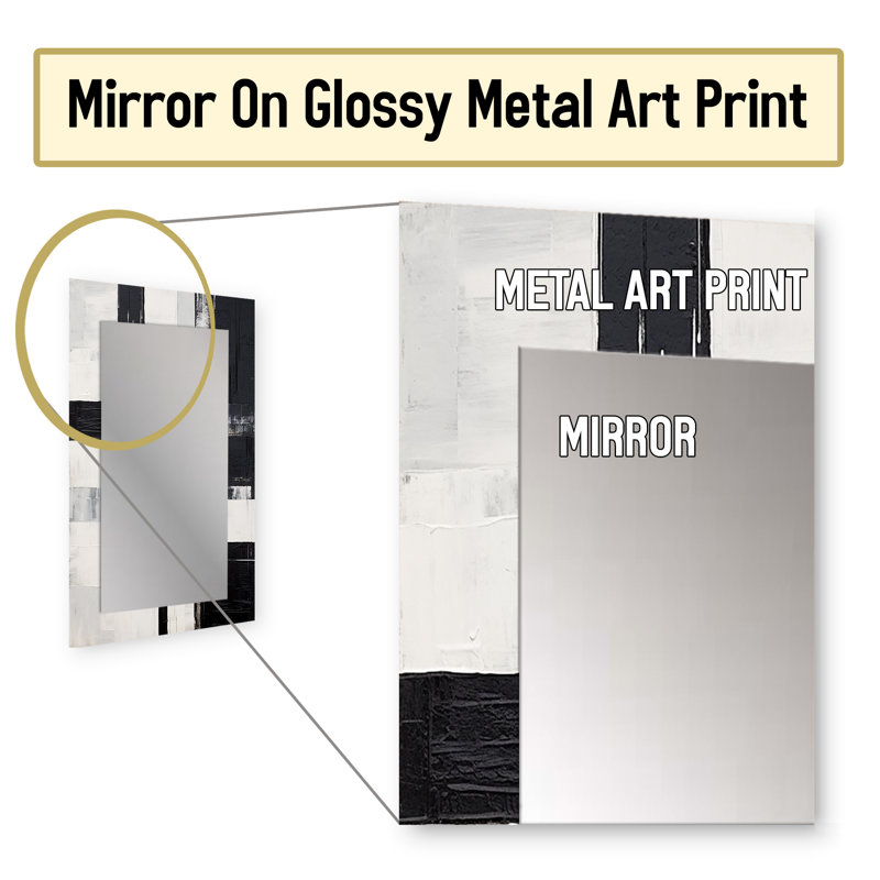 Abstrait ébène abstrait - formes abstraites, miroir mural noir, 32 po x 24 po