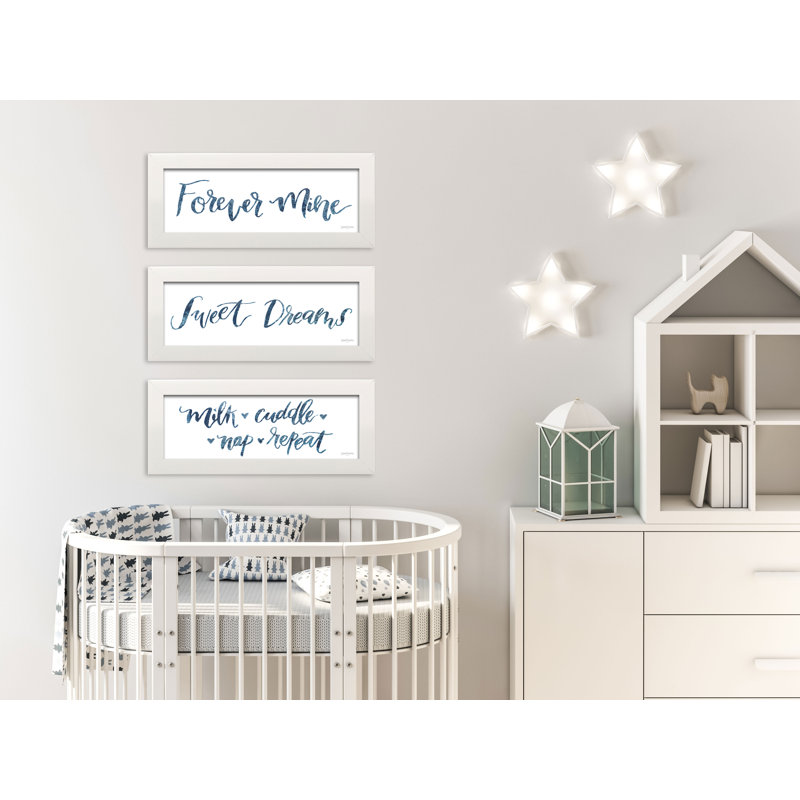 Ensemble de 3 reproductions d’art encadrées sweet baby boy II, III, & V, Papier avec cadre blanc, H 6 po x l 18 po x P 1,5 po