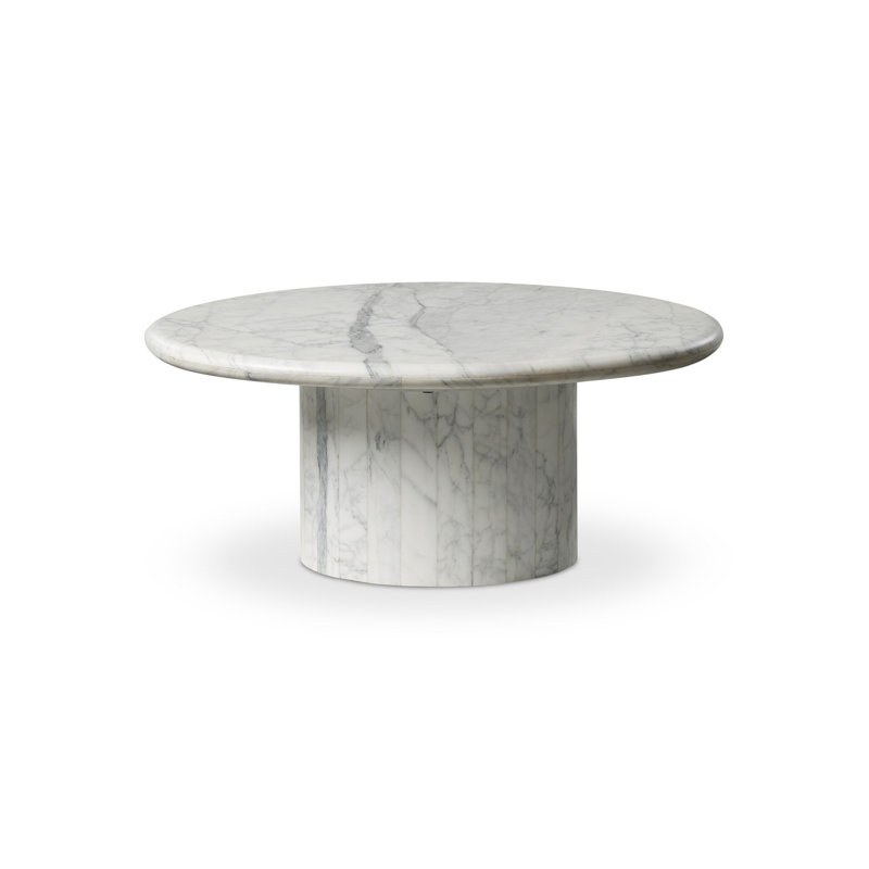 Stuart Marble Coffee Table - Large-White Calacatta Marble, 13" H x 30.75" L x 28.5" W