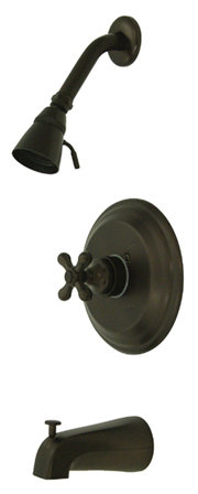Vintage Single Handle Wall Mount Pressure Balanced Tub Spout Trim Metal Cross Handle, Oil Rubbed Bronze
