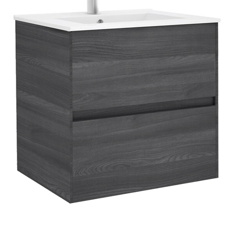 Alba 60cm 2 Drawer Basin Unit, Grey Oak
