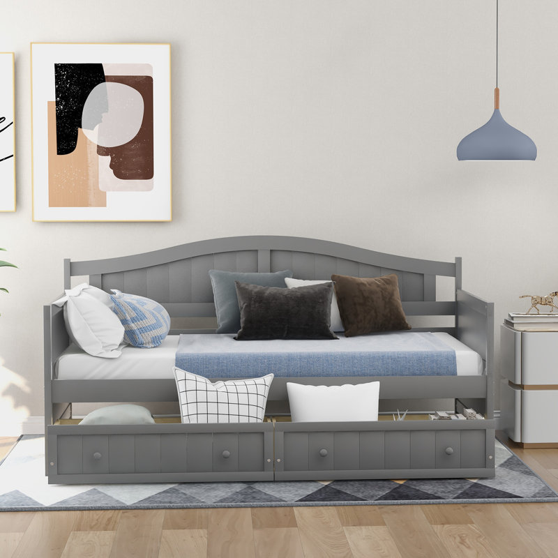 Lit de jour simple Aprilia, Gris, Tiroir inclus